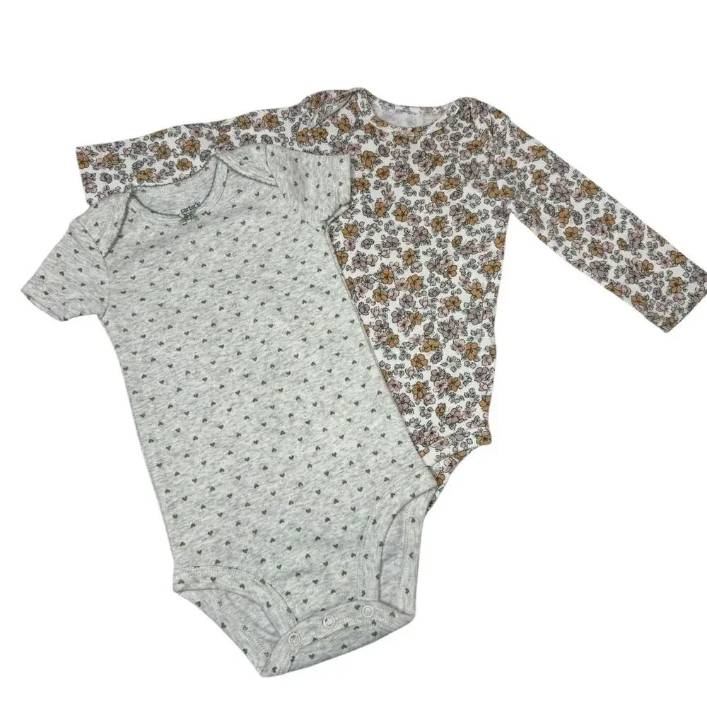 Carter's Bodysuit Bundle Baby Girl Flowers Hearts 9 Months